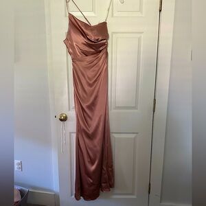 David's Bridal Rose Satin Backless Dress
